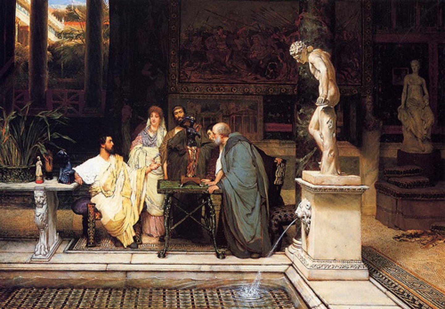 <p>-developed during the reign of Augustus. Architecture was used to emphasize the power and grandeur of Rome. Busts, statues, and paintings were created using the realistic style of Hellenistic artists. Most common were paintings of landscapes and scenes from daily life and mosaics and statues of people and animals.</p>