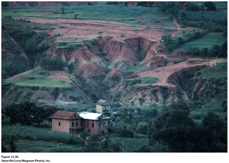na verloop van tijd kunnen kleine geultjes (rill erosion) samen komen en een veel groter oppervlak wegsnijden. Er kunnen badlands of canyons ontstaan