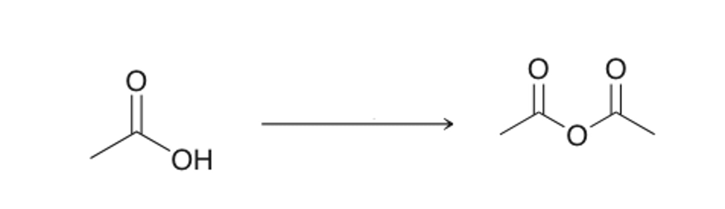 <p>carboxylic acid to acid anhydride</p>