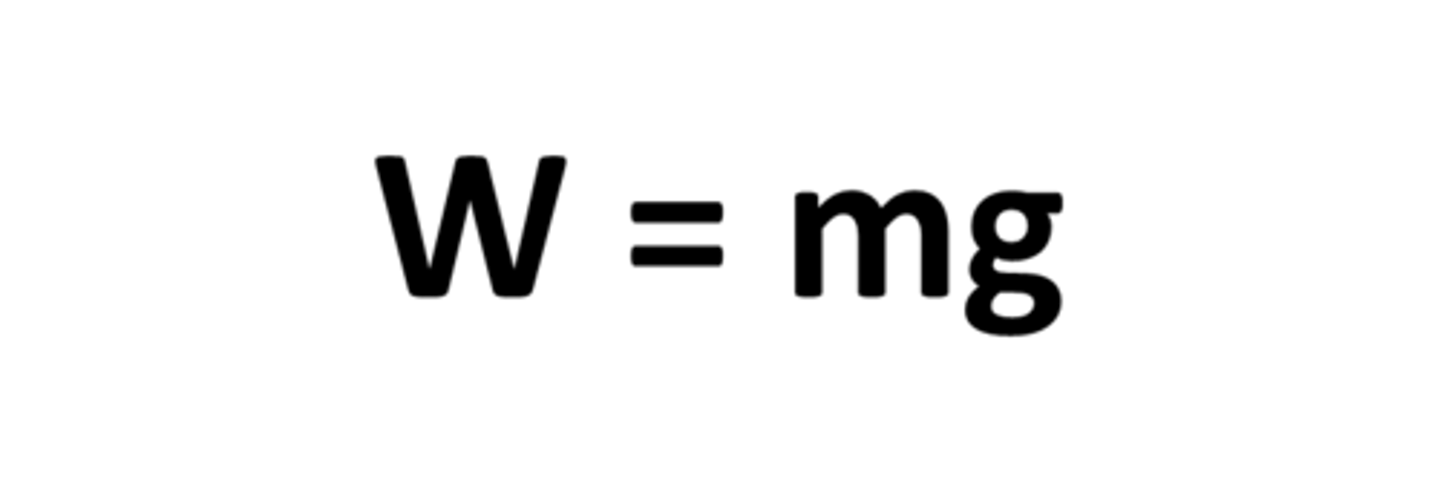 <p>It is a measure of the force of gravity acting on an object's mass.</p><p>mass (kg) x gravitational acceleration (m/s²) = force (newtons)</p><p>Weight= Fg = m • ag, where ag is gravitational acceleration (9.81 m/s²)</p><p>Note: weight depends on the gravitational acceleration where mass is independent, i.e. mass is the same anywhere while weight changes when gravity changes.</p>