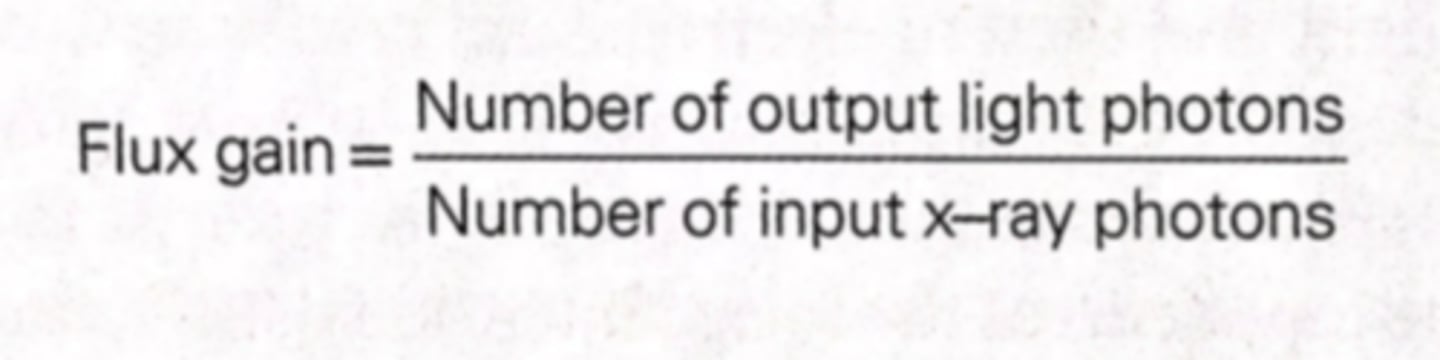 <p>number of output light photons / number of input x-ray photons</p>