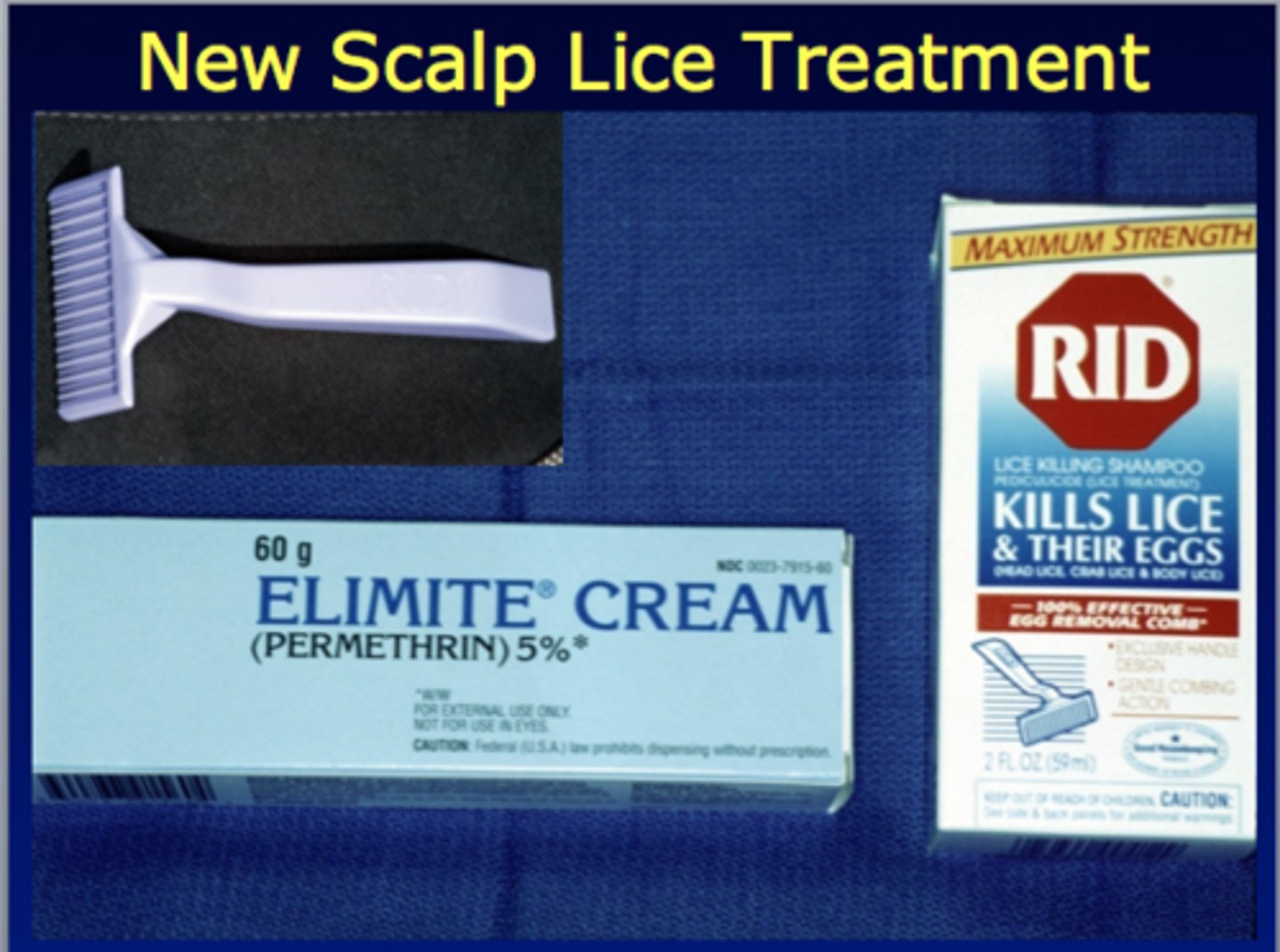 <p>OTC permethrin shampoo, comb nits, wash bed sheets, do not share items</p>