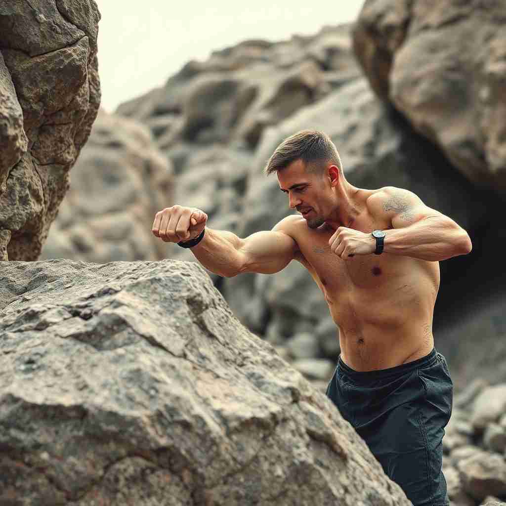 <p>Rocky punching a rock(rocky)</p>