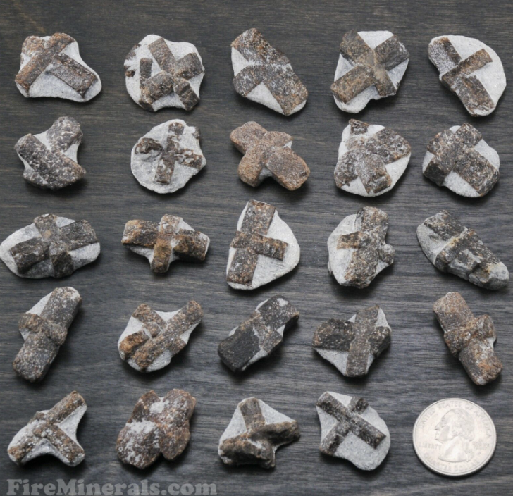 <p>Cruciform twinning, brownish, associated with metamorphism </p>