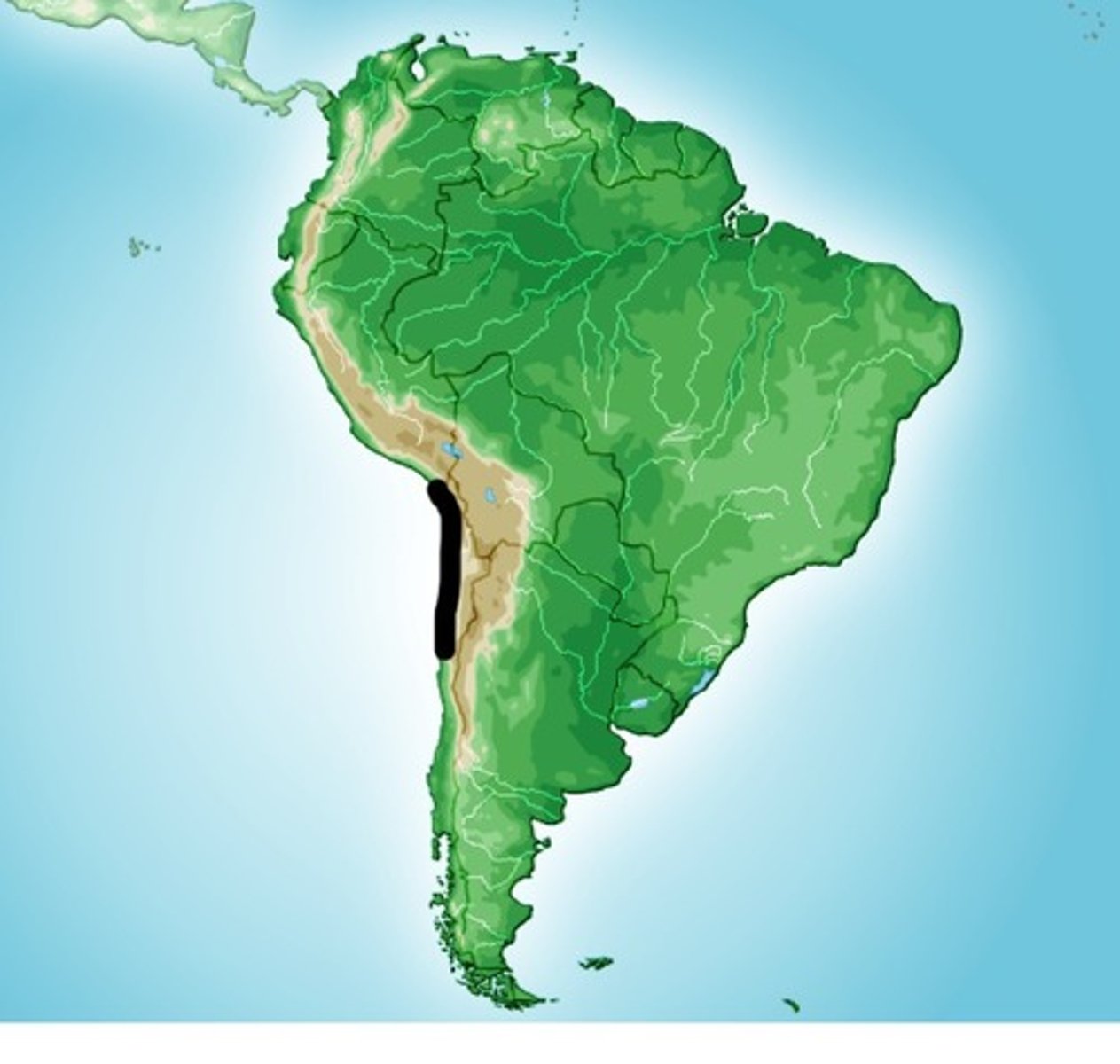 <p>lies to the west of the Andes Mountains; one of the driest places in the world</p>