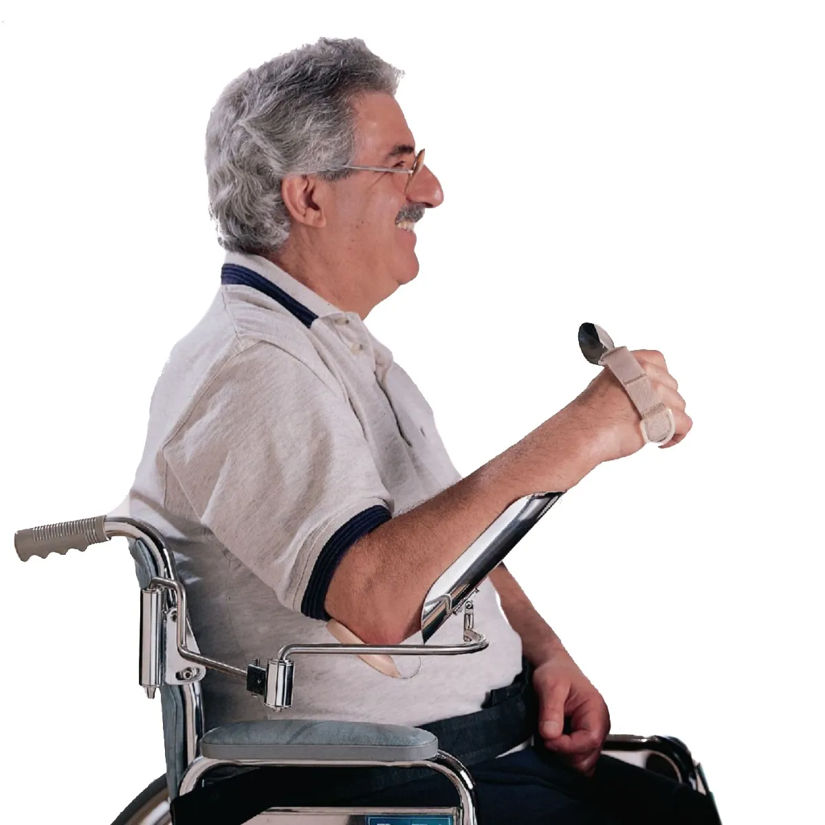 <p>-Helps to use UE that has proximal weakness for feeding and other activities</p><p>-Useful for high level SCI pts</p>