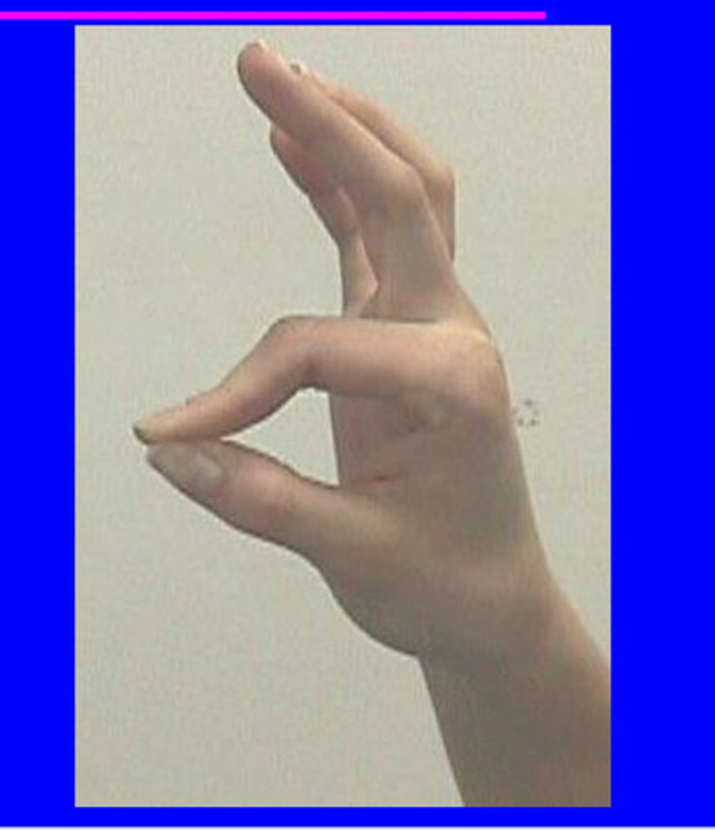<p>When pulling the paper out you see the terminal phalanx of the thumb go into the pulp of the finger to a pulp of the thumb grip</p>