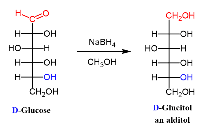 <p>When the aldehyde group of an aldose is reduced to an alcohol</p>