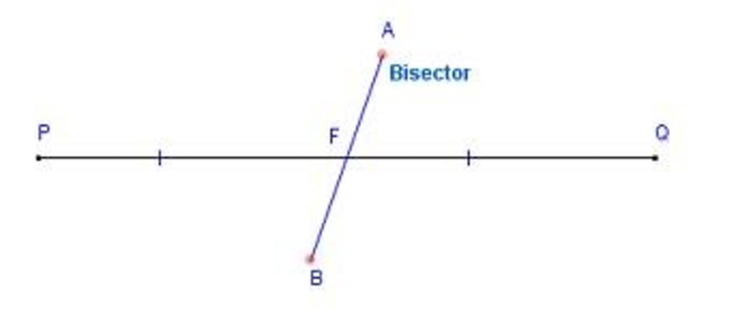 <p>a segment, ray, line, or plane that intersects a segment at its midpoint</p>