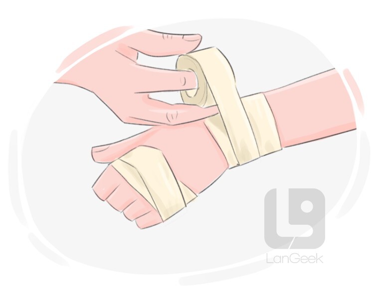 <p>cubrir una herida con una venda</p>