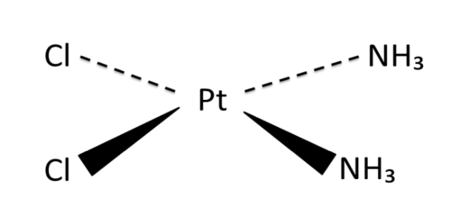 <p>Ammonia MUST both be on the same side, otherwise it'll be transplatin</p>