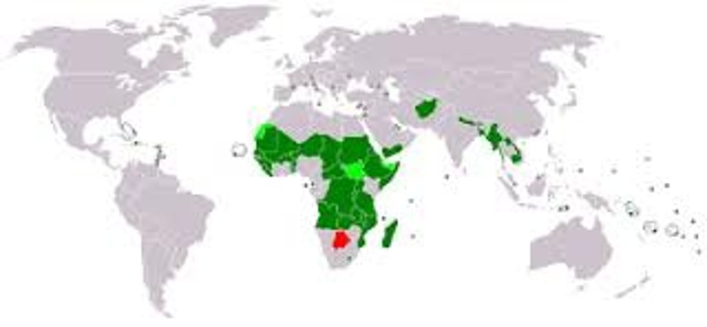 <p>Non-industrialized/poor countries.</p><p>Stage two, early three</p>