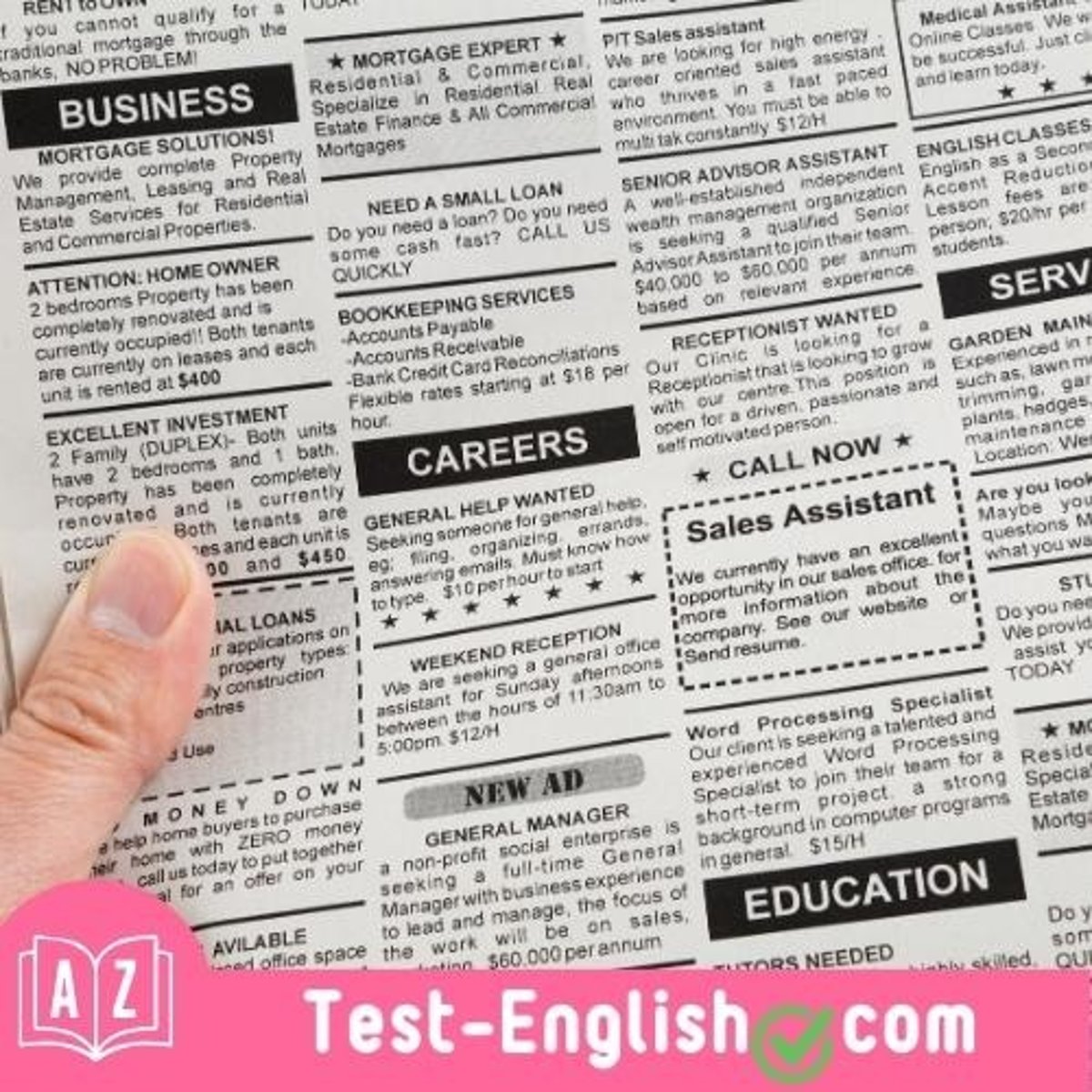 <p>I checked the _____s in the paper to see if there were any job vacancies listed. (2 words)</p>