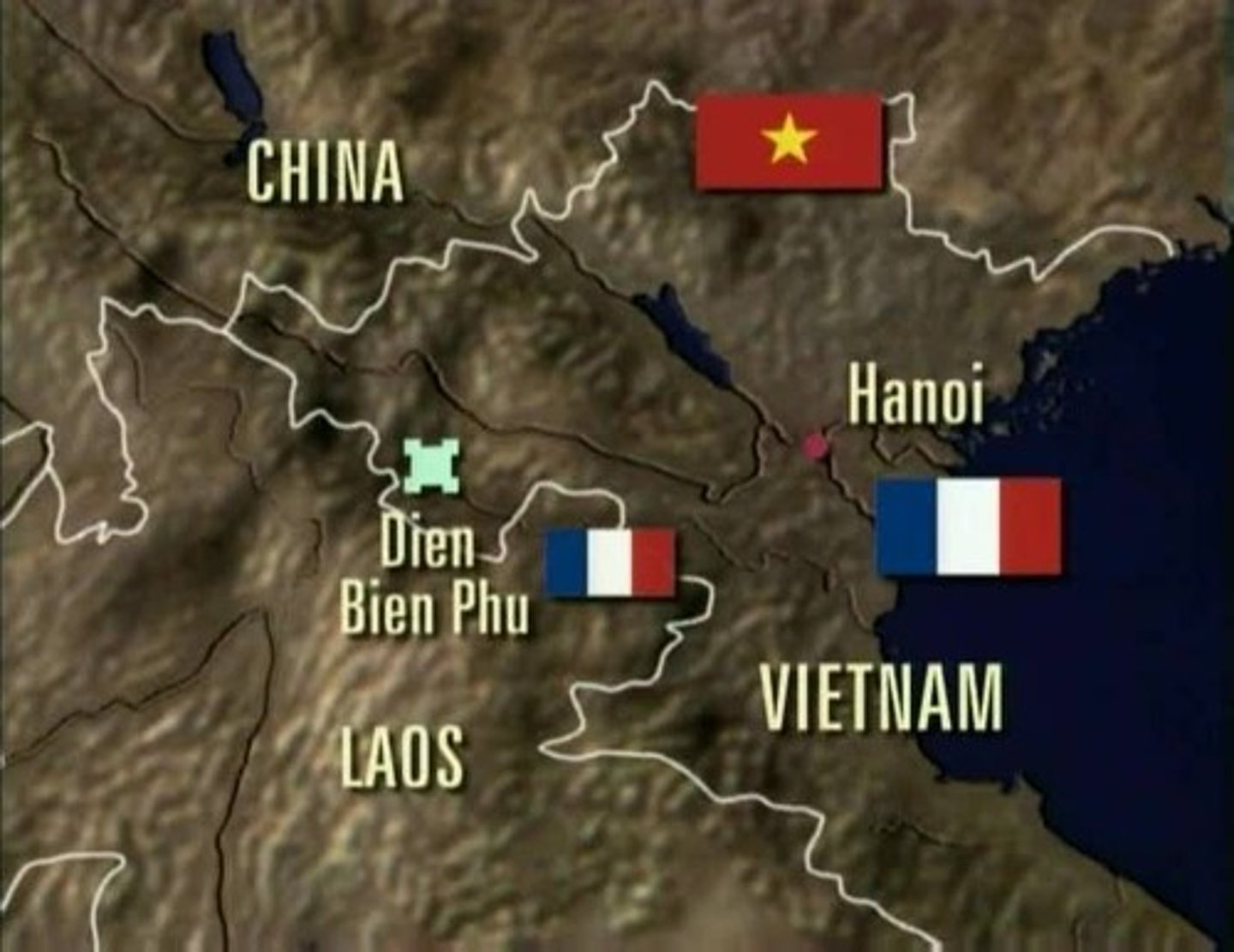<p>Disastrous defeat of a French army by Vietnamese Communists led by Ho Chi Minh. The U.S. was already involved in Indochina even before the defeat — giving U.S. military aid to the French.</p><p>- When the French then tried to convince the U.S. to send troops to Vietnam, Eisenhower refused.</p><p>- After the defeat, the French agreed to give up Indochina at the Geneva Conference of 1954.</p>