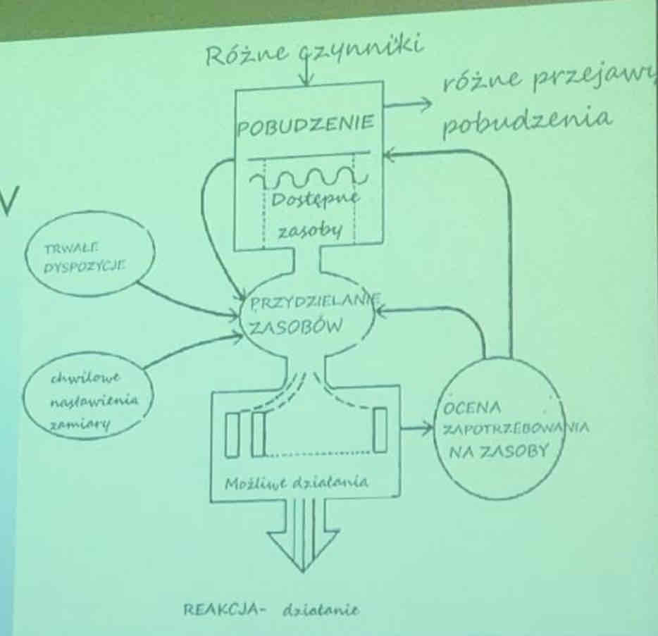 <p>Najlepiej pokazuje ograniczenia uwagi -&gt; Jak efektywnie wykonujemy daną czynność?</p><ol><li><p>Różne czynniki - determinanty pobudzenia = układ siatkowaty:</p><ul><li><p>Wymogi zadania - trudne/złożone/nowe -&gt; ocena wymogów ze strony zadań (przypisywanie zasobów)</p></li><li><p>poziom automatyzacji</p></li><li><p>etapy</p></li><li><p>wiedza</p></li><li><p>Stan emocjonalny (np. lęk, strach, gniew)</p></li><li><p>Stan organizmu (np. senność)</p></li></ul></li><li><p>Chwilowe nastawienie - intencje</p><ul><li><p>Stan organizmu/nasze potrzeby</p></li></ul></li><li><p>Trwałe dyspozycje</p><ul><li><p>Poszukiwanie informacji/zainteresowania -&gt; gdy zadanie jest ciekawe/zgodne z naszymi zainteresowaniami to przypisujemy temu zadaniu więcej zasobów</p></li><li><p>Poszukiwanie specyficznych zadań</p></li></ul></li></ol><p>(Podzielność uwagi -&gt; cierpi gdy nie jest zgodna z naszym chronotypem)</p>