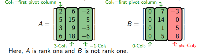 <p>every column is a multiple of the first pivot column</p>