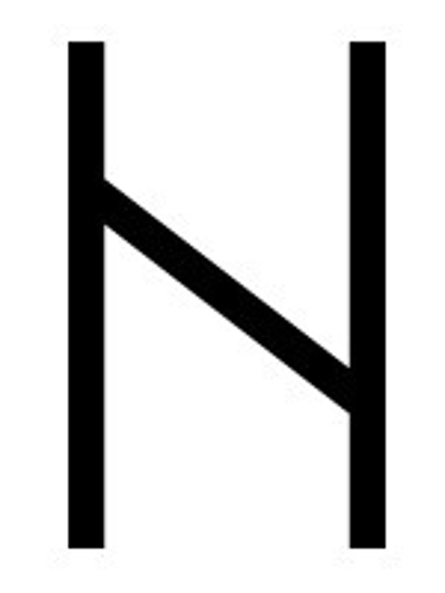 <p>Hail; The symbol of havoc, disruption by elements outside of one´s control. Some short term pain for long term gain. Think: expect disruption, something may shake things up. While merkstave, this rune means catastrophe, loss of control and power, stagnation, and disappointment.</p>