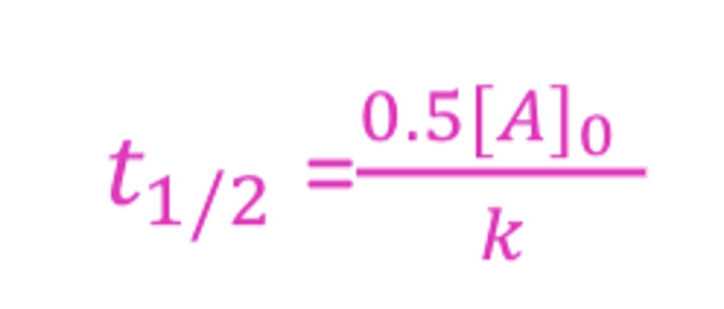 <p>t½ = 0.5[A]0/k</p>