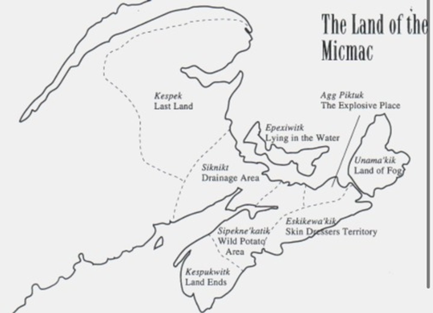 <p>the homeland of the Mi'kmaq people; also known as Acadia</p>