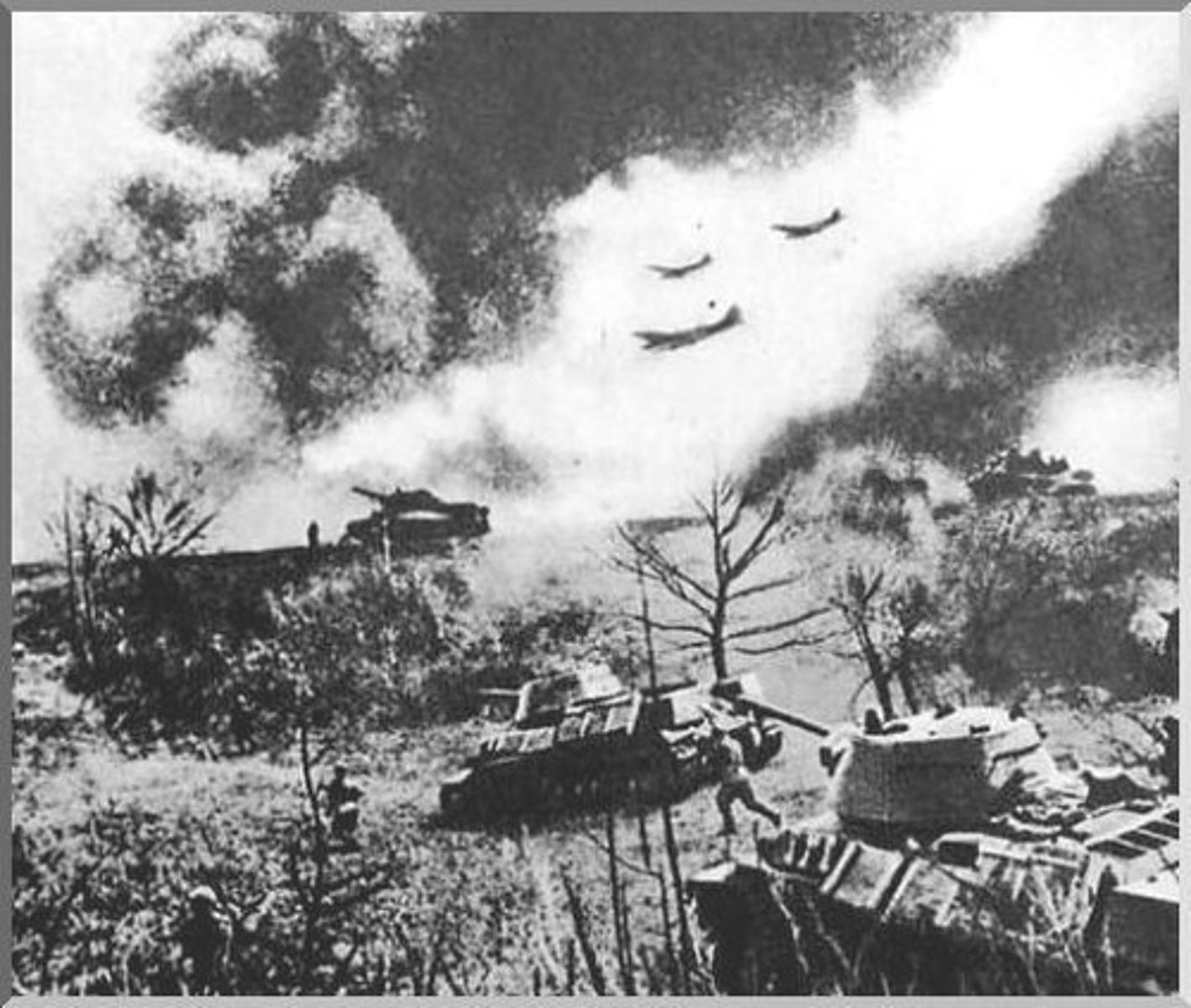 <p>German for "lightning war"; a swift and sudden military attack; used by the Germans during World War II</p>