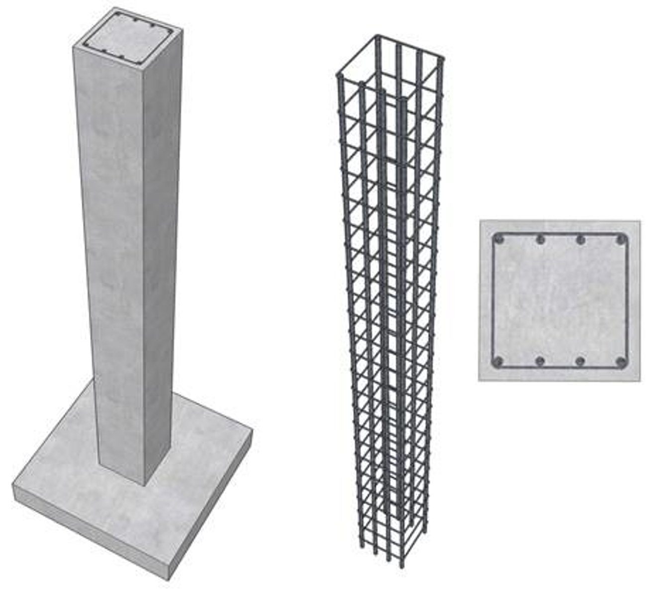 <p>a concrete column designed to act together with vertical and lateral reinforcement in resisting applied forces</p>