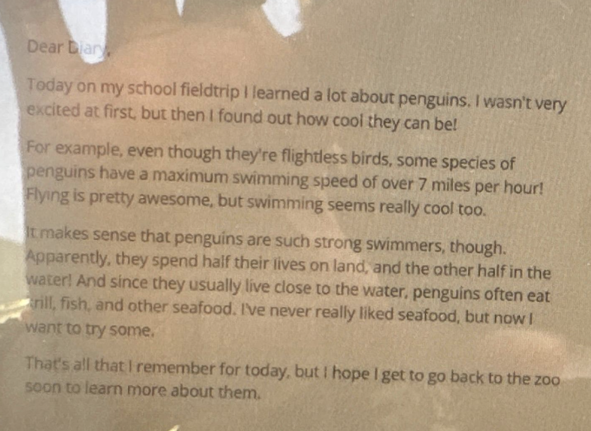 <p>The author was inspired to take action based on learning about penguins. Which of the following excerpts from the passage is evidence to support that conclusion? </p>