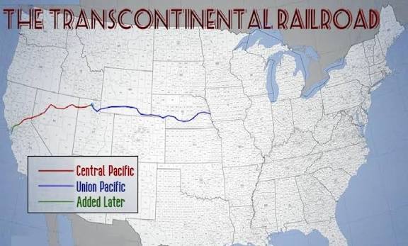 <p>Where did Transcontinental Railway meet?</p>