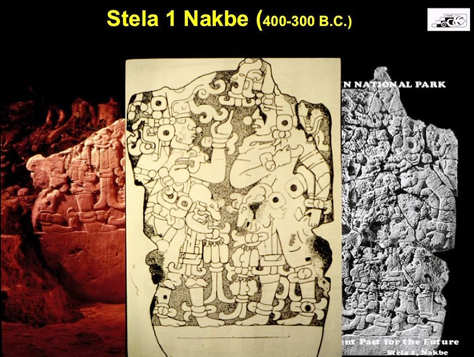 <p>Late Formative. Carved into stone slab. Legendary Maya ancestors </p>