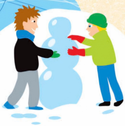 <p>они лепят снеговика</p>