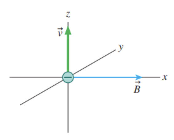 <p><span><span>An electron moves in the magnetic field </span></span><span style="line-height: normal;"><span>B </span></span><span><span> = 0.60 </span></span><span style="line-height: normal;"><span>i^T</span></span><span><span> with a speed of </span></span><span style="line-height: normal;"><span>1.0×107m/s</span></span><span><span> in the directions shown in (</span><u><span>Figure 1</span></u><span>). </span></span>What is magnetic force <span style="line-height: normal;"><span>F </span></span> on the electron for <span><span>(</span><u><span>Figure 1</span></u><span>)?</span></span></p>