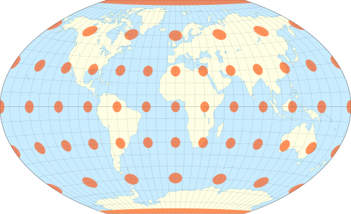 <ul><li><p>Compromise projection</p></li><li><p>Contains less distortion of land masses near the poles</p></li><li><p>Still widely used today</p></li></ul><p></p>