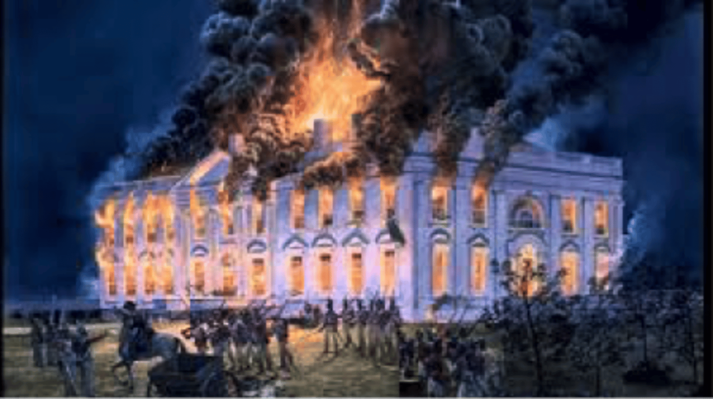 <p>- Washington, D.C. was invaded by the British</p><p>- Large parts of the city, including the White House and Capitol Building, were burned by the British</p>