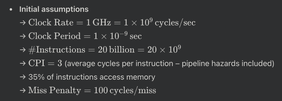<p>Calculate the CPU time — No L1 cache</p>