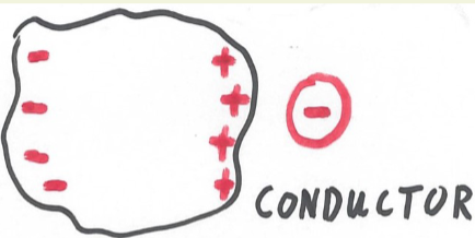 <p>charges are free to move, + attracted, - repelled</p>