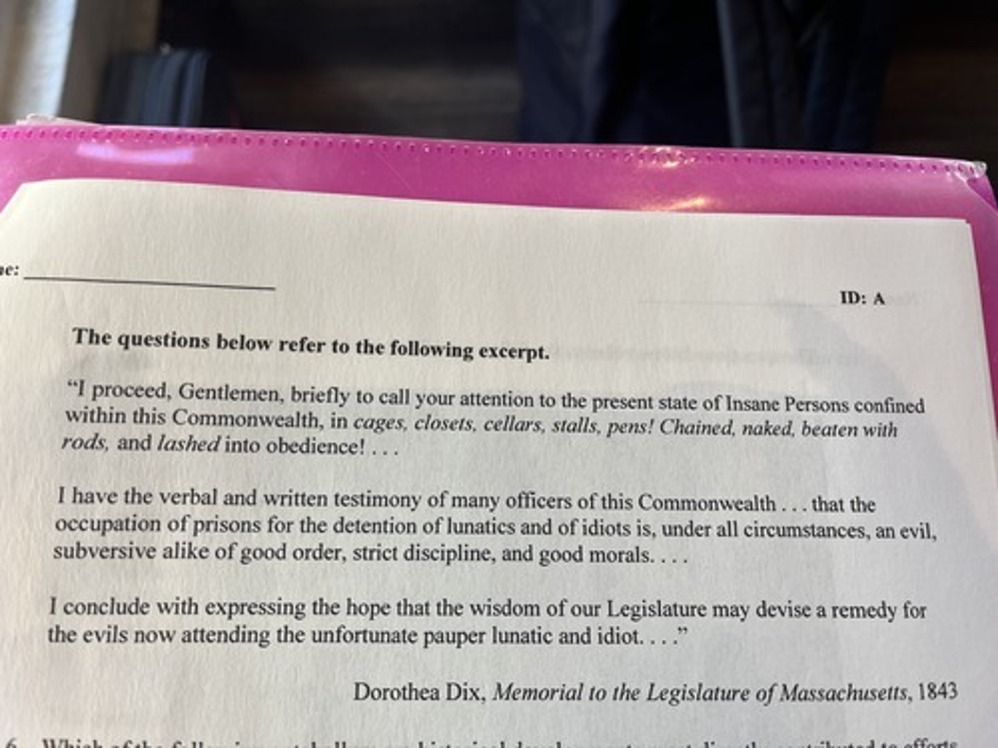<p>which of the following antebellum era historical developments most directly contributed to efforts such as those described in the excerpt</p>