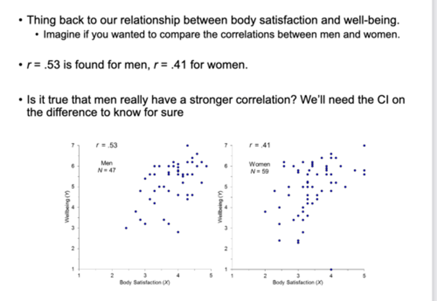 <p>tell the difference if one variable has a stronger correlation than another variable</p>