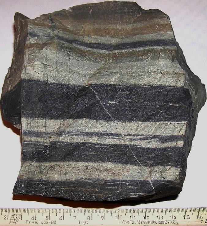 <ul><li><p>form when differential pressure causes minerals to form in layers</p></li><li><p>these rocks will have stripes or planes that they will break easily along</p></li><li><p>these “stripes” don’t usually line up with the original bedding planes in sedimentary rocks</p></li><li><p>metamorphic rocks based on Foliation</p></li></ul>