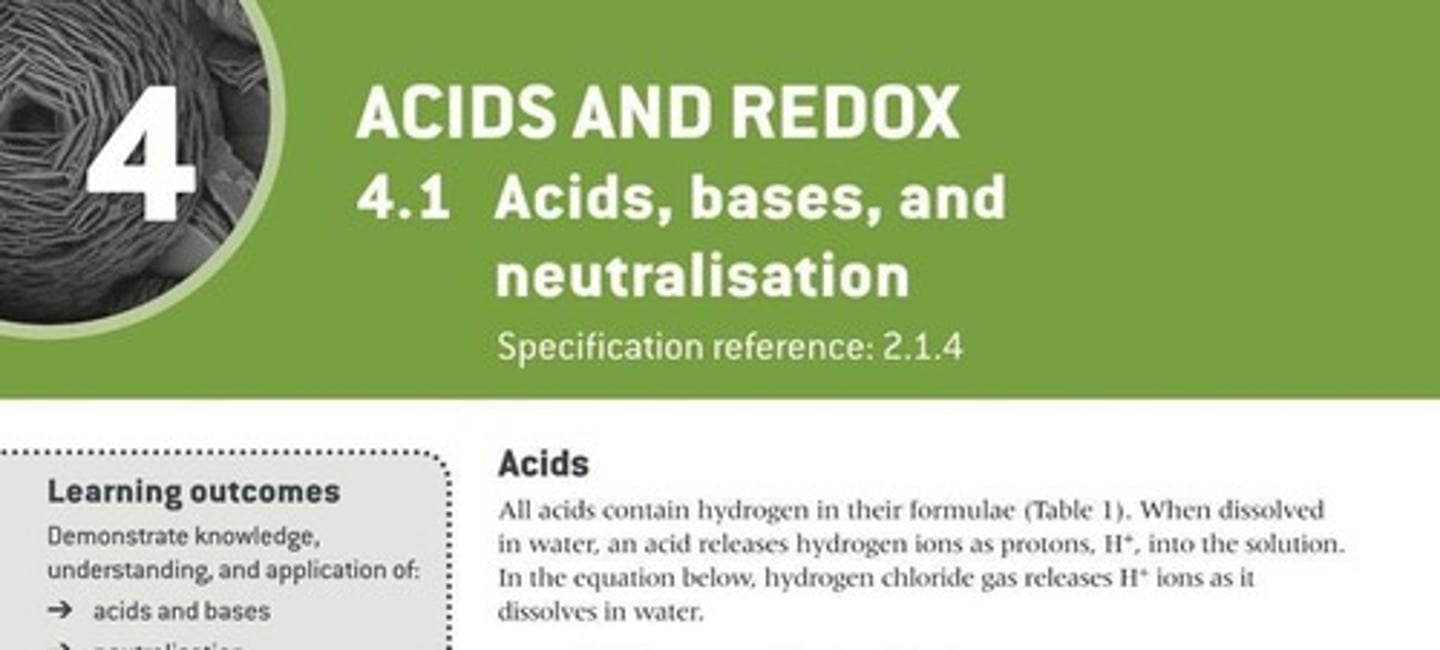 <p>Substance releasing H+ ions in solution.</p>