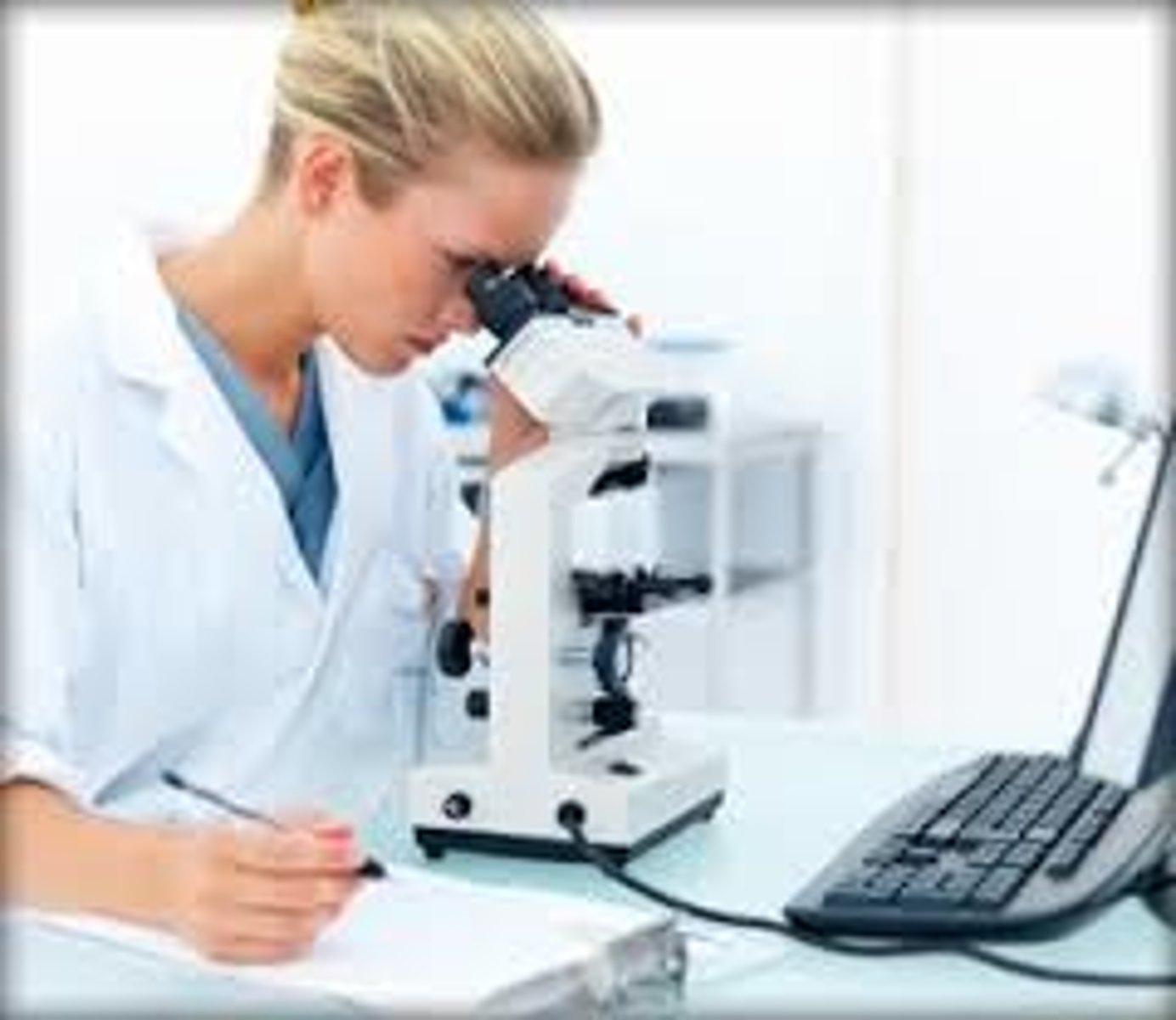 <p>the female researcher</p>