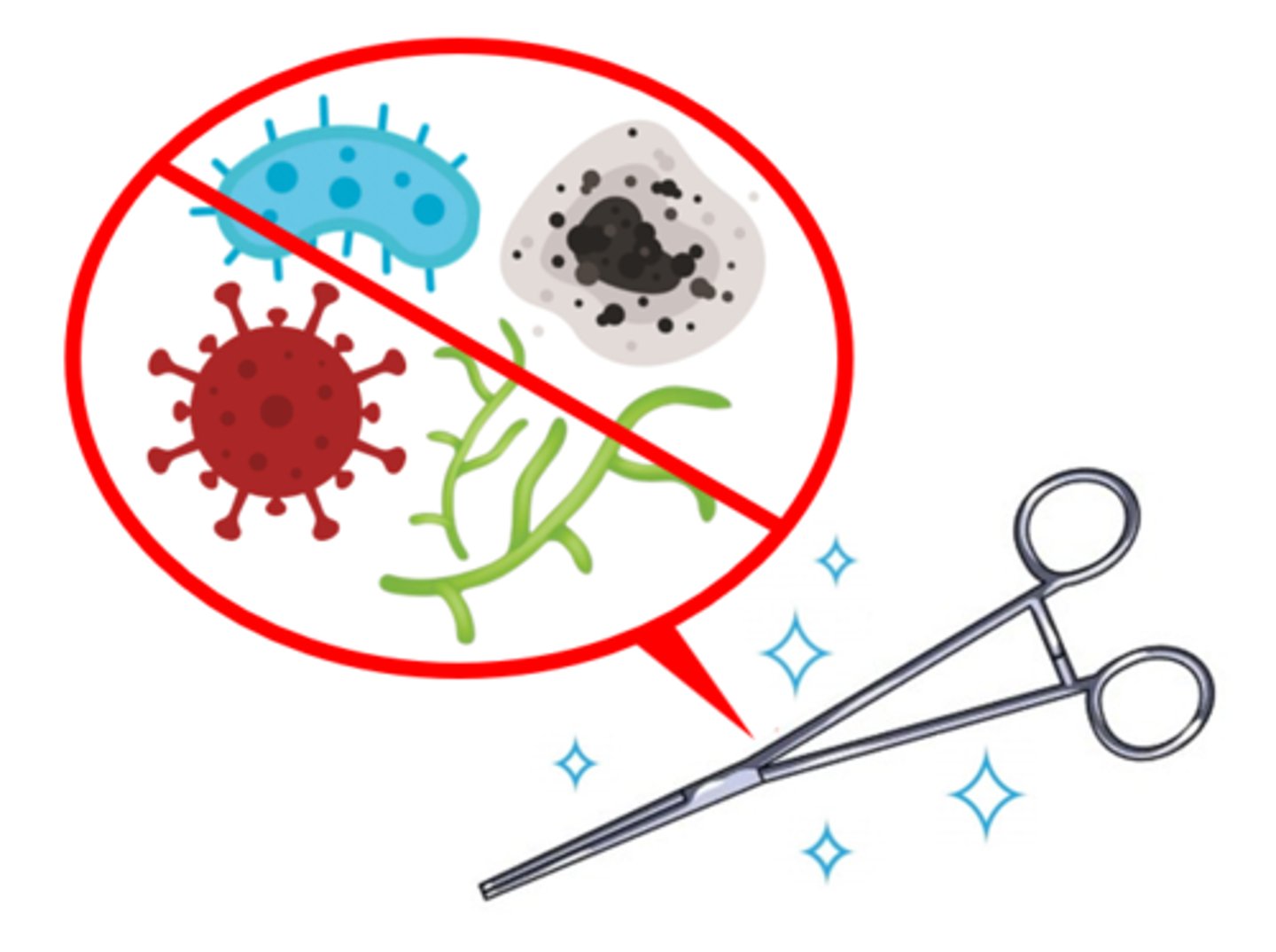 <p>the process by which all forms of microbial life (bacteria, viruses, spores, fungi) are completely destroyed</p>