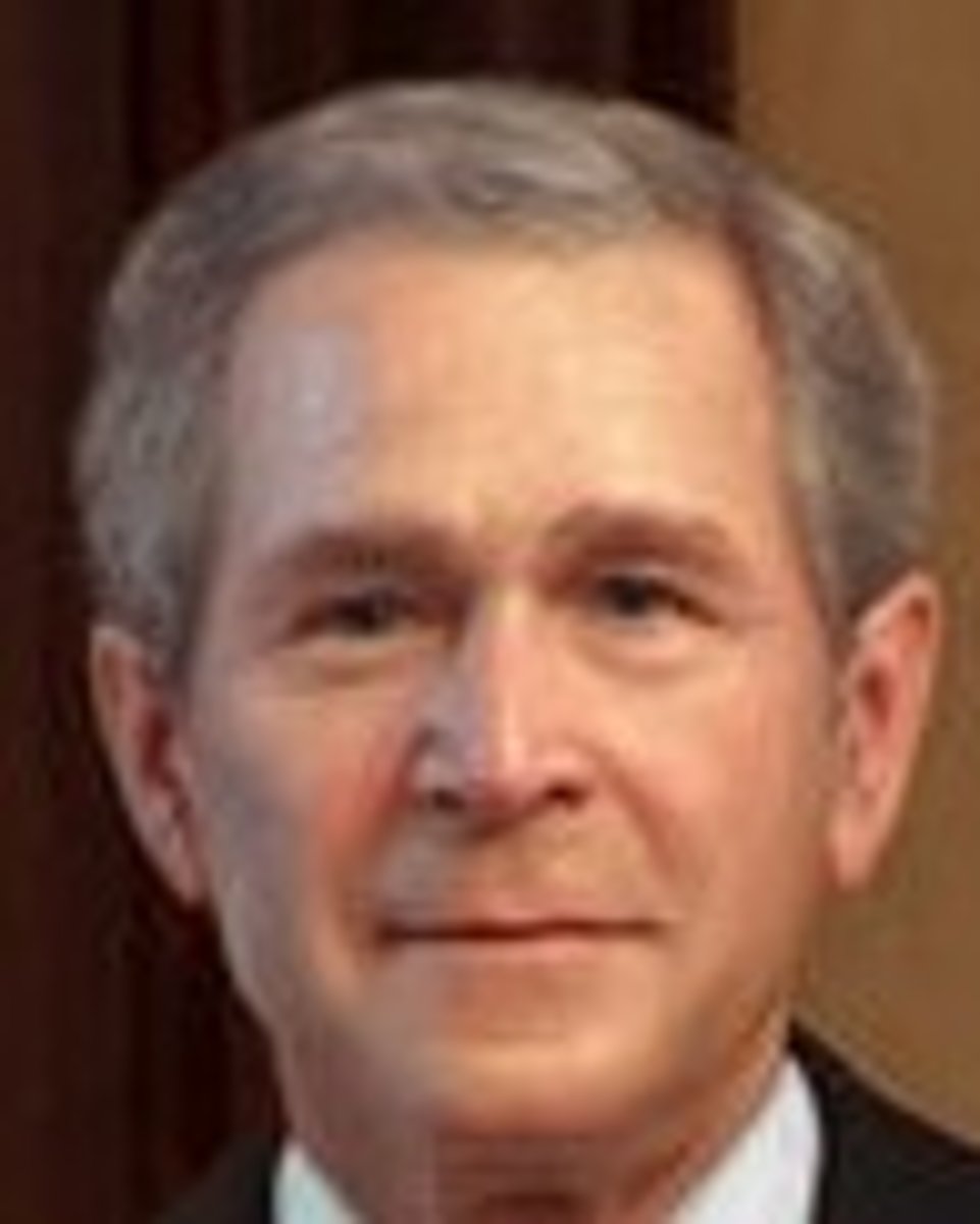 <p>Republican-Son of a president, Pres. during 9/11, 2nd Gulf War, economic downturn, debt</p>