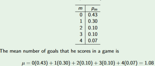 <p>Weighted average of the values in the sample space, Expected value.</p>