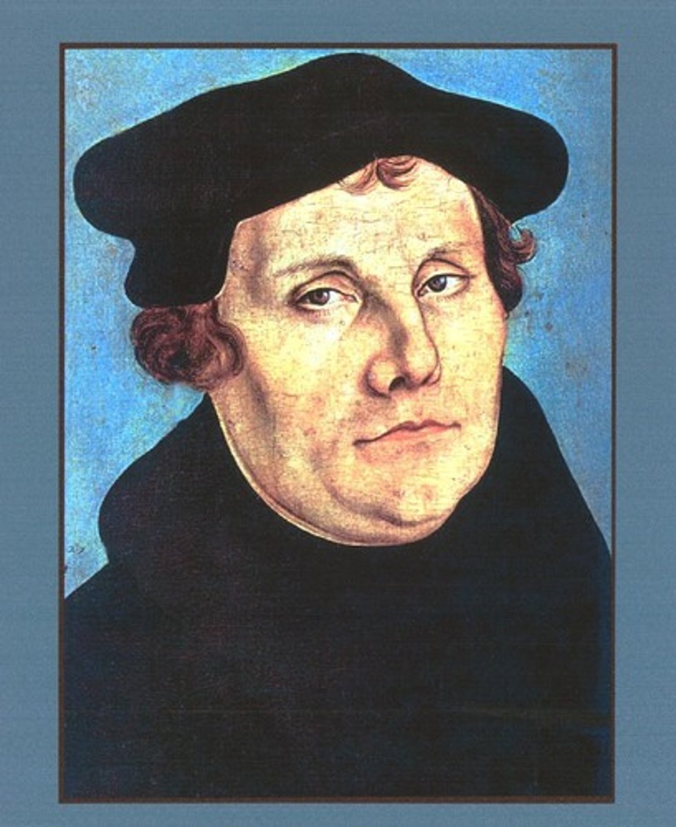 <p>- German Theologian<br>- 95 Theses (1517)<br>- Against Indulgences<br>- Argued For Direct Connection To God Via Scripture<br>- Opposed Political Dissent<br>- Opposed German Peasant's War (1525)<br>- Beliefs Primarily Centered in Central and Eastern Europe and Scandinavia</p>