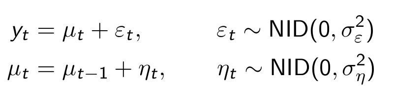 <p>Augment the local level model by allowing for a trend that can change over time.</p>