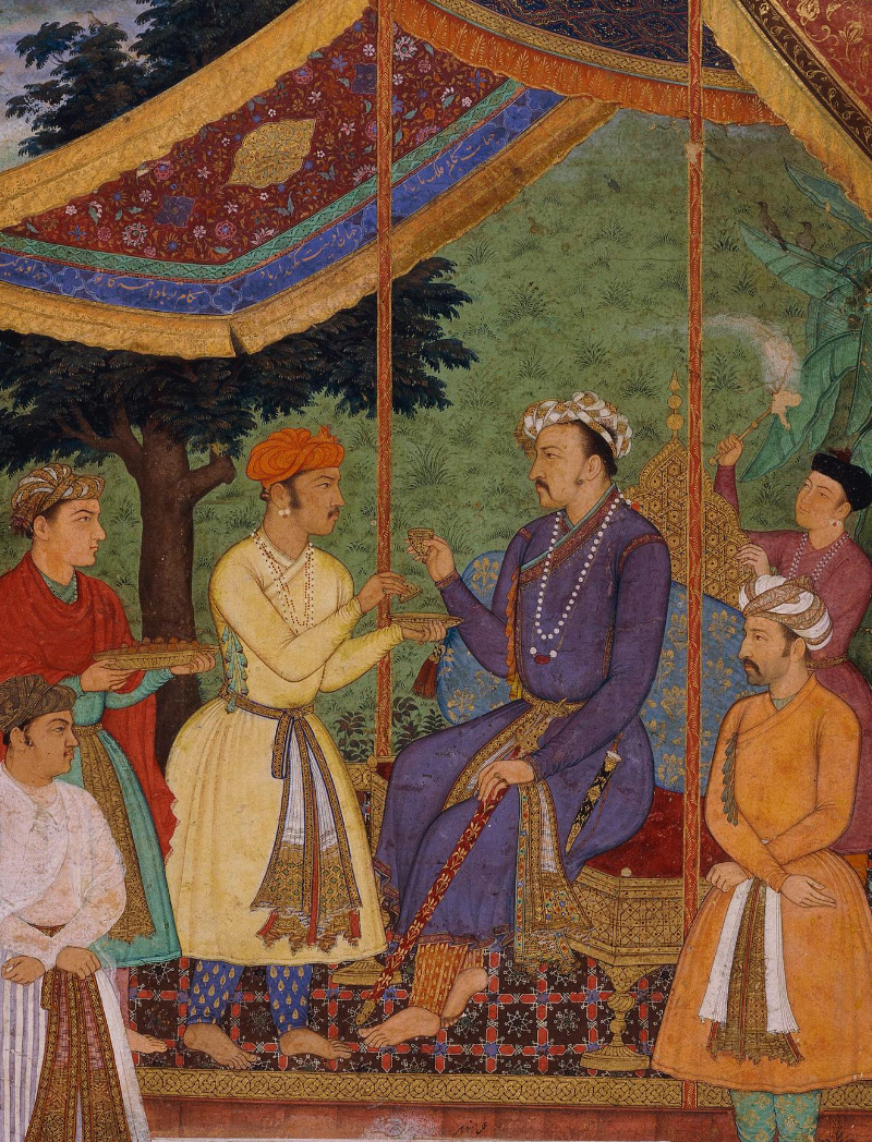 <p><span>What artistic purpose is illustrated in the text by the painting, </span><em>Jahangir Receives a Cup from Khusrau?</em></p>