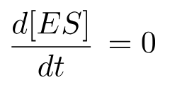<p>production and consumption of the ES complex proceeds at the same rate, the concentration of ES is constant</p>