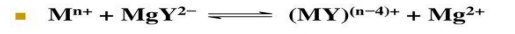<p>The metal cation Mn+ to be determined may be treated with the magnesium complex of EDTA, when the following reaction occurs: </p>