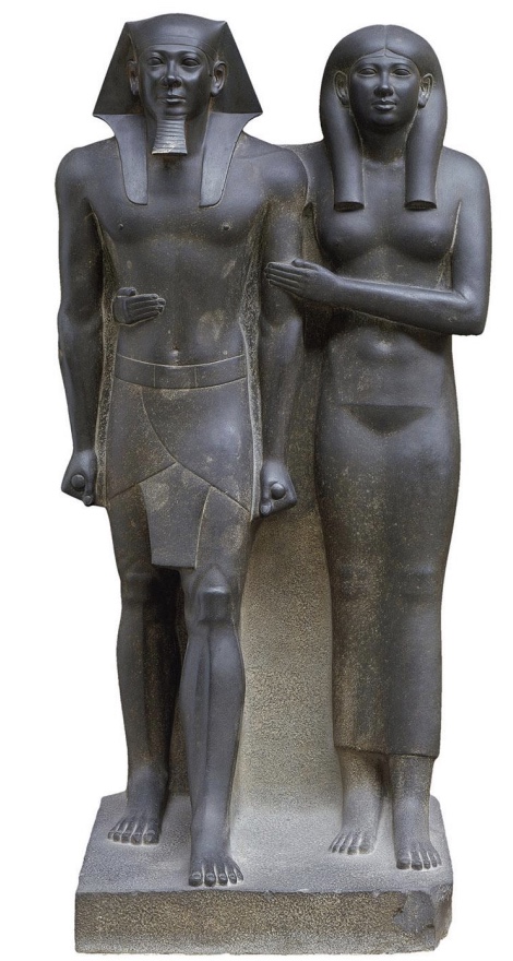 <p>King Menkaure and Female Figure</p>