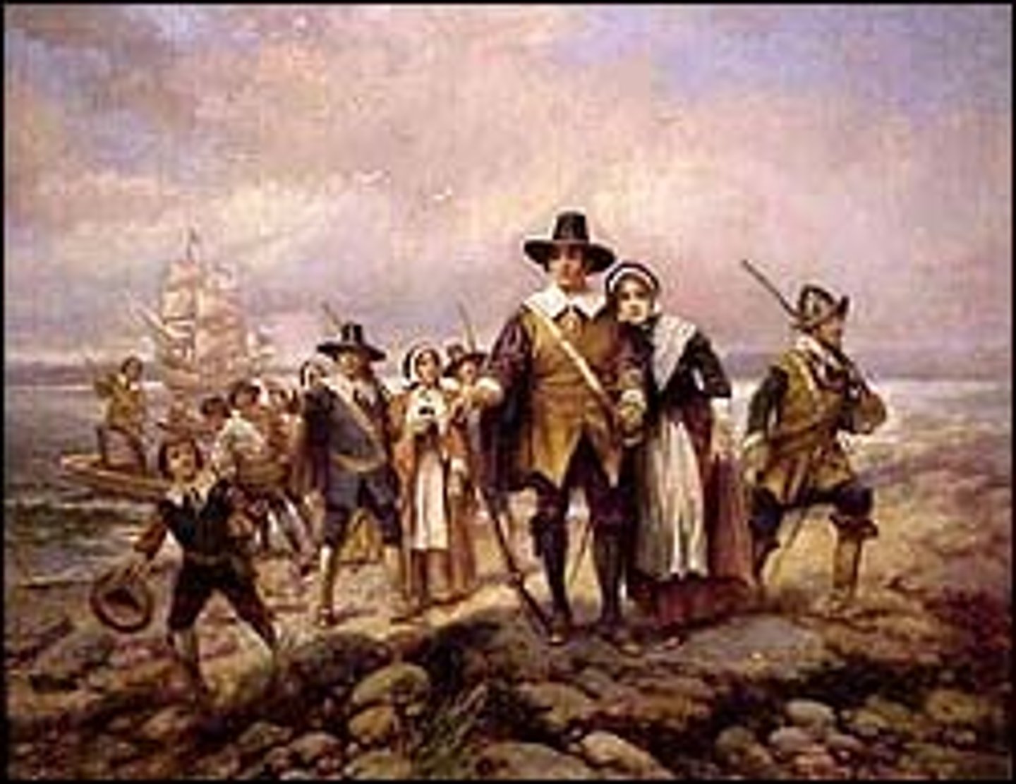 <p>Group of English Protestant separatists who established Plymouth Colony in Massachusetts in 1620 to seek religious freedom</p>