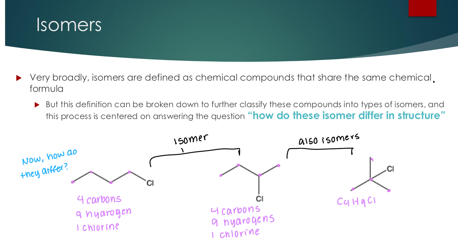 <p><span style="color: rgb(255, 254, 254);">Very broadly, isomers are defined as chemical compounds that share the same chemical formula</span></p><p><span style="color: rgb(255, 254, 254);"><br></span><span style="color: rgb(255, 254, 254);"> But this definition can be broken down to further classify these compounds into types of isomers, and this process is centered on answering the question “how do these isomers differ in structure”</span></p>